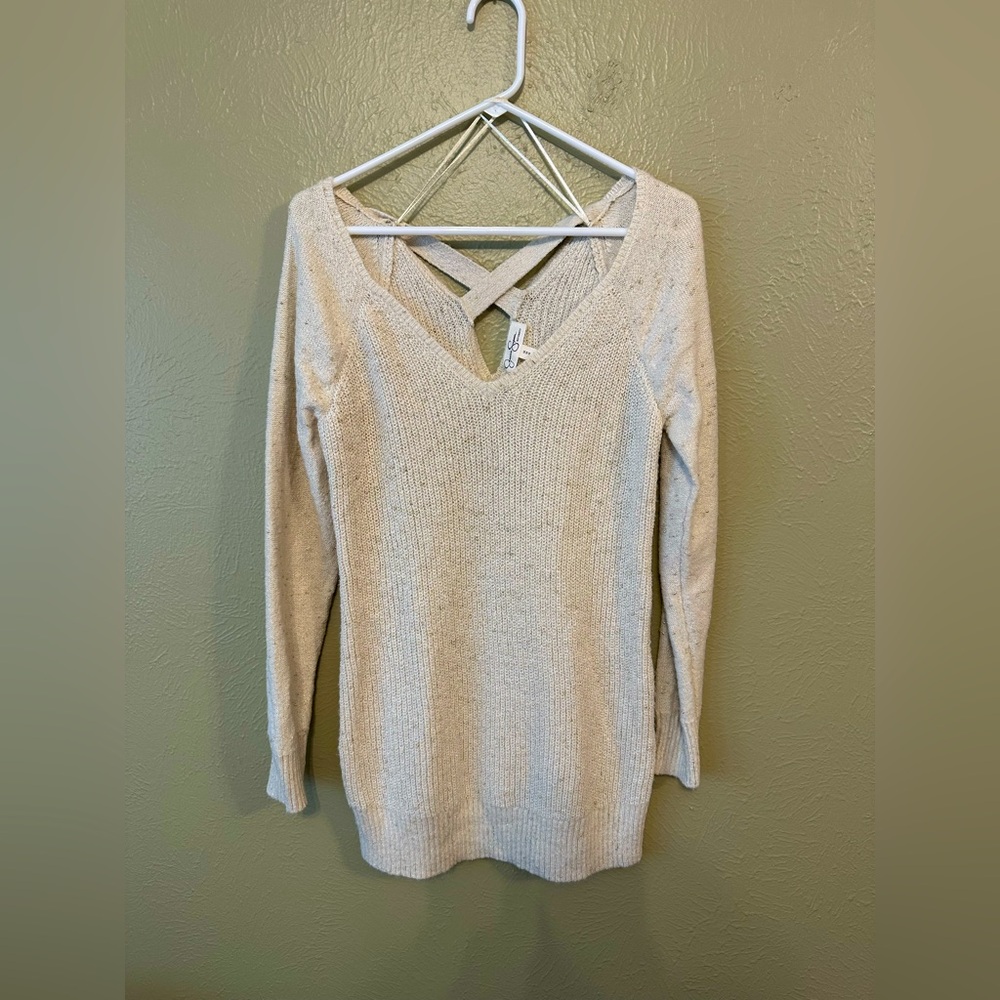 Jessica Simpson Cream Off-the-Shoulder Sweater